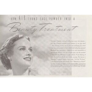 Vintage 1938 Coty Air-Spun Face Powder Print Ad Beauty Cosmetic Art Deco Vanity